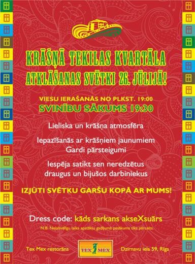„Tex Mex” atklās Tekilas kvartālu
