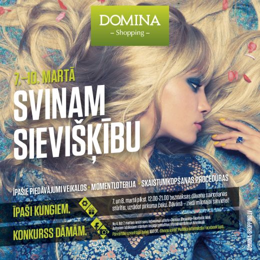  Domina Shopping sievietes bezmaksas varēs apmeklēt īpaši izveidotu skaistumkopšanas salonu