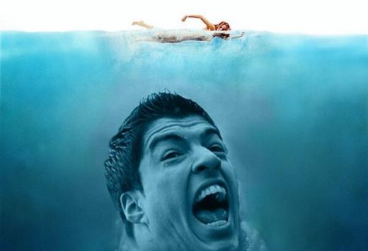 Pētījums: Cilvēkiem vairāk jāuzmanās no Luisa Suaresa košanas, nekā no haizivs uzbrukuma