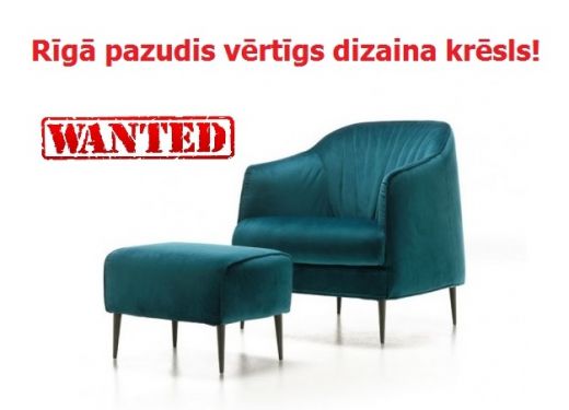 Rīgā pazudis vērtīgs dizaina krēsls