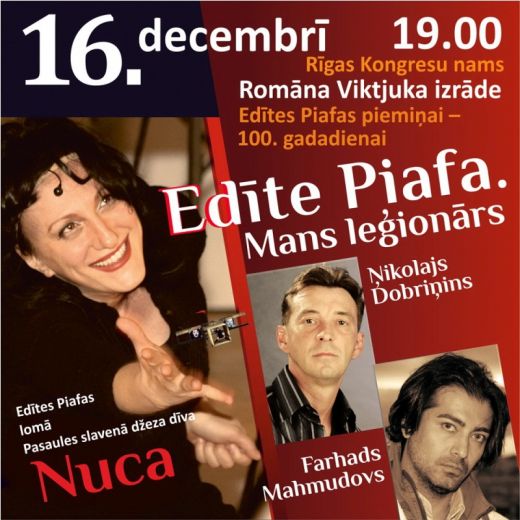 Ar dziedātājas Edītes Piafas simtgadei veltītu izrādi Rīgā viesosies režisors Romāns Viktjuks
